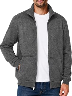 Men's Zip Up Sweatshirt Mock Neck Fleece Jacket | Lightweight Soft Fleece Jacket, Mock Neck Sweatshirt, Full Zipper, No Hood, Fall/Winter Casual Wear, Outdoor Office Business