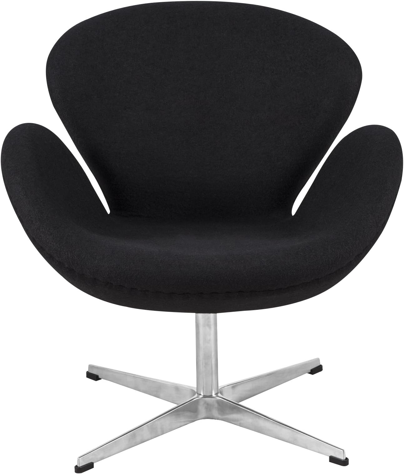 LeisureMod Arne Jacobsen Style Swan Chair in Black Wool