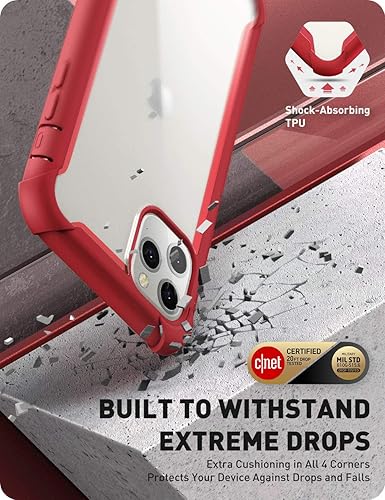 Miniatura 3 de i-Blason Ares - Funda para iPhone 11 Pro Max 2019, funda transparente de doble capa con protector de pantalla integrado (rojo metálico)