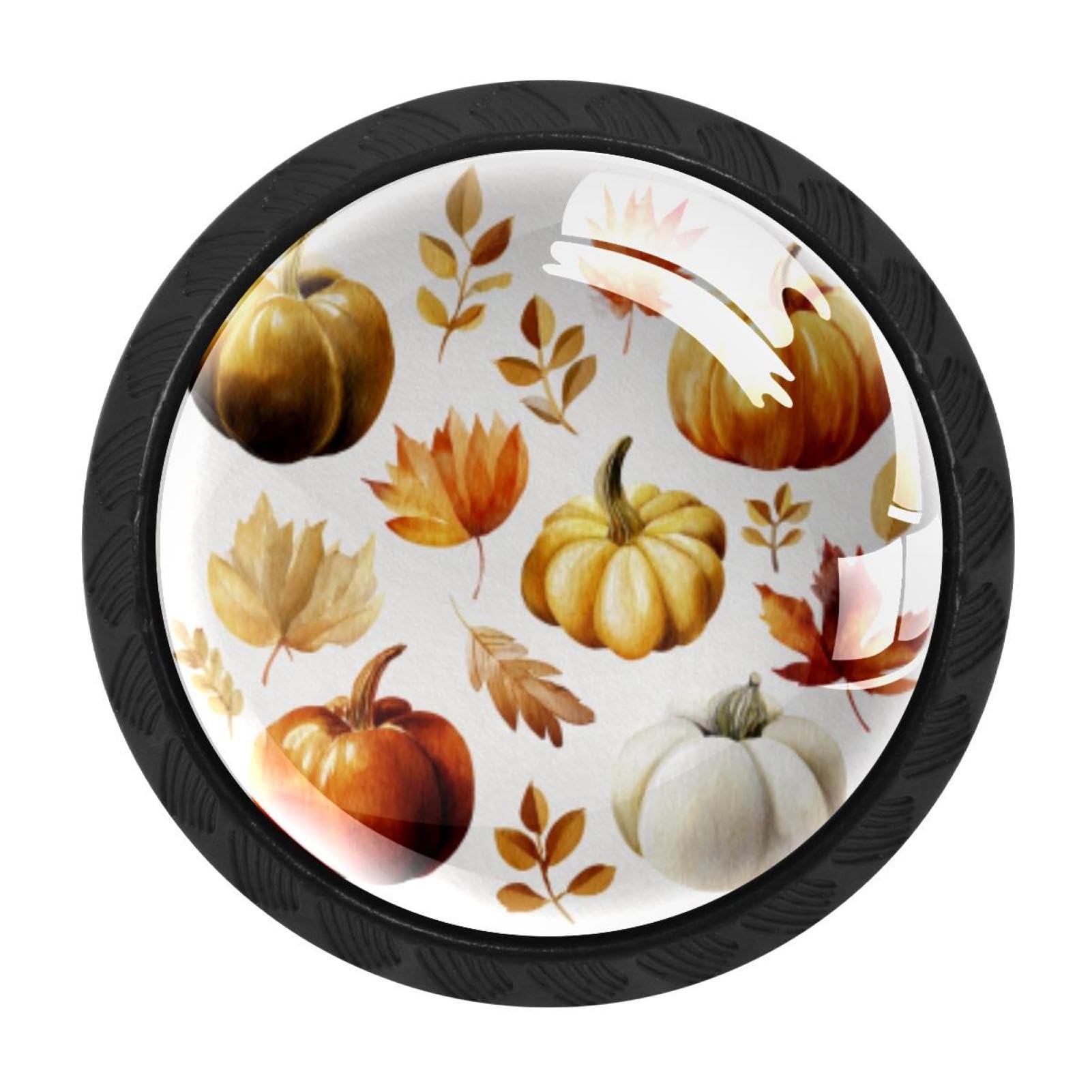 CHENZZZZ 4 Pack Watercolor Pumpkins Autumn Leaves (3) Kitchen Cabinet Knobs Drawer Knobs Door Dresser Handles for Personalized Gifts Great for Any Occasion