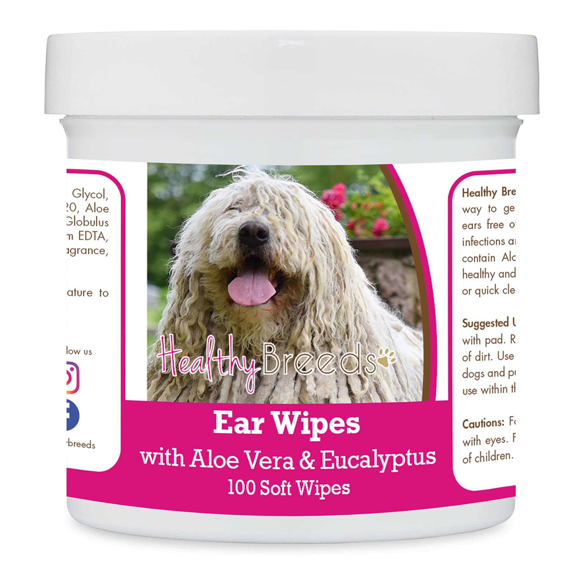 Healthy Breeds Komondorok Ear Cleaning Wipes with Aloe &amp; Eucalyptus for Dogs 100 Count