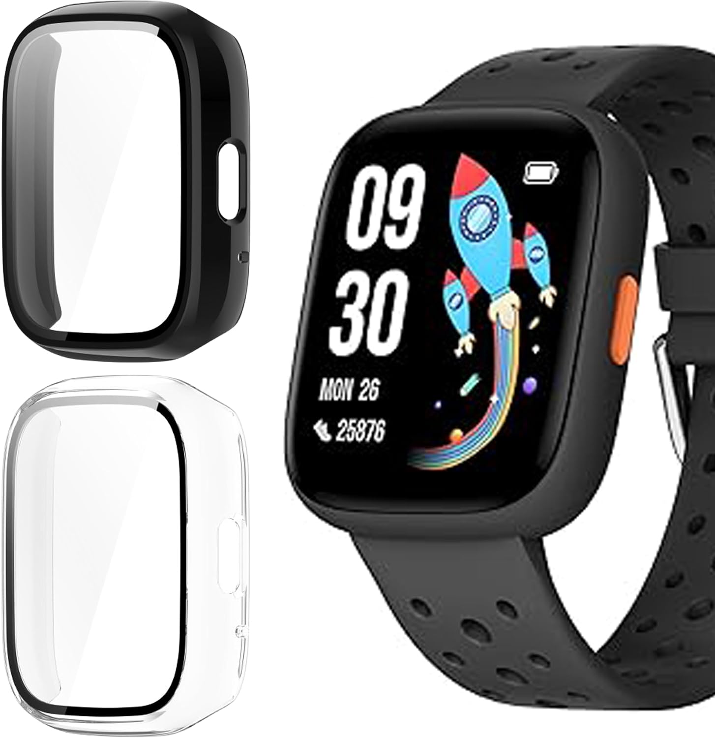 Compatible for BIGGERFIVE Smart Watch Case, Lamshaw Hard PC Case with Screen Protector Compatible with BIGGERFIVE BW02 Smart Watch/Brave 2-1.8 inches (Blue+Clear)