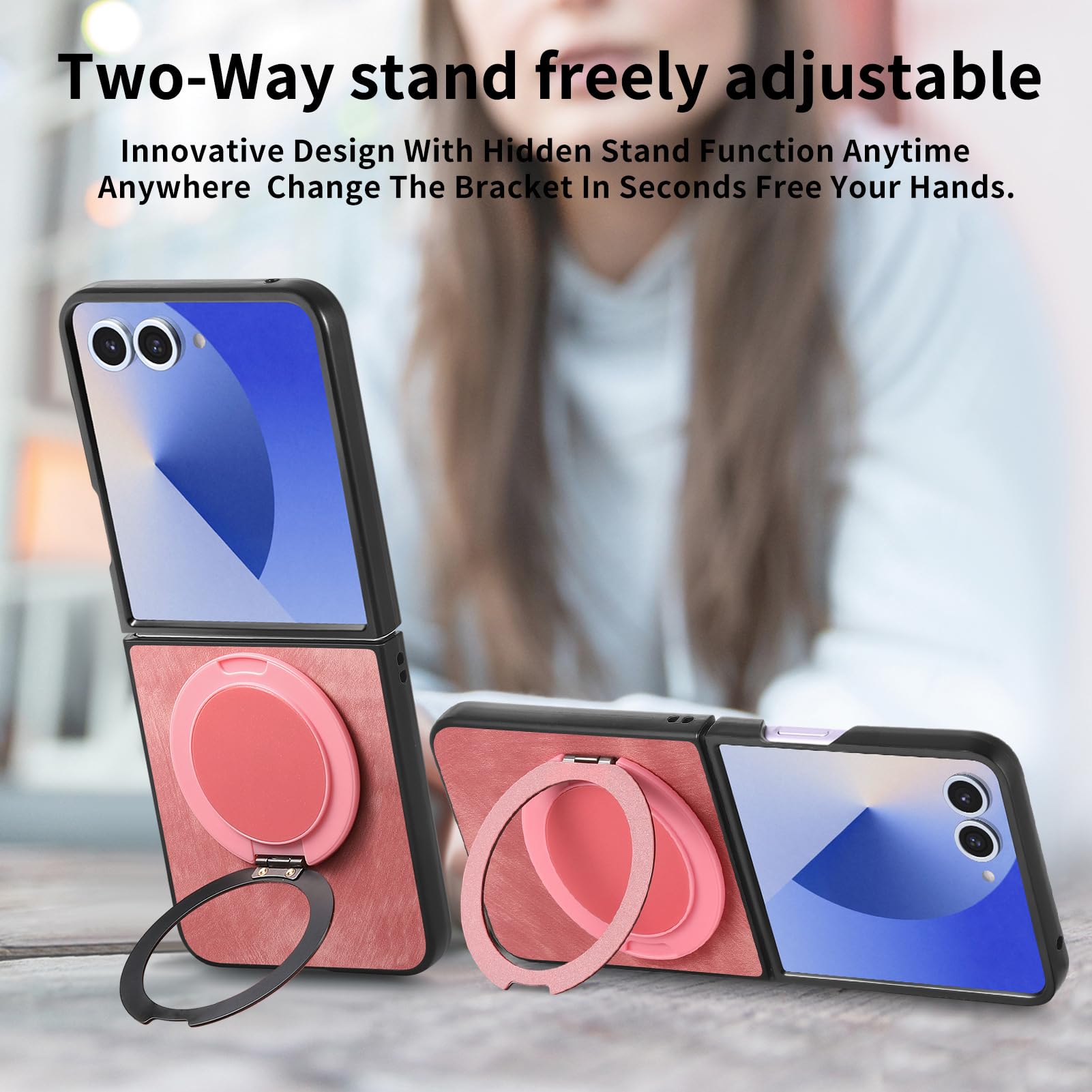 Magnetica Custodia per Samsung Galaxy Z Flip 8, Rotabile Anello Supporto