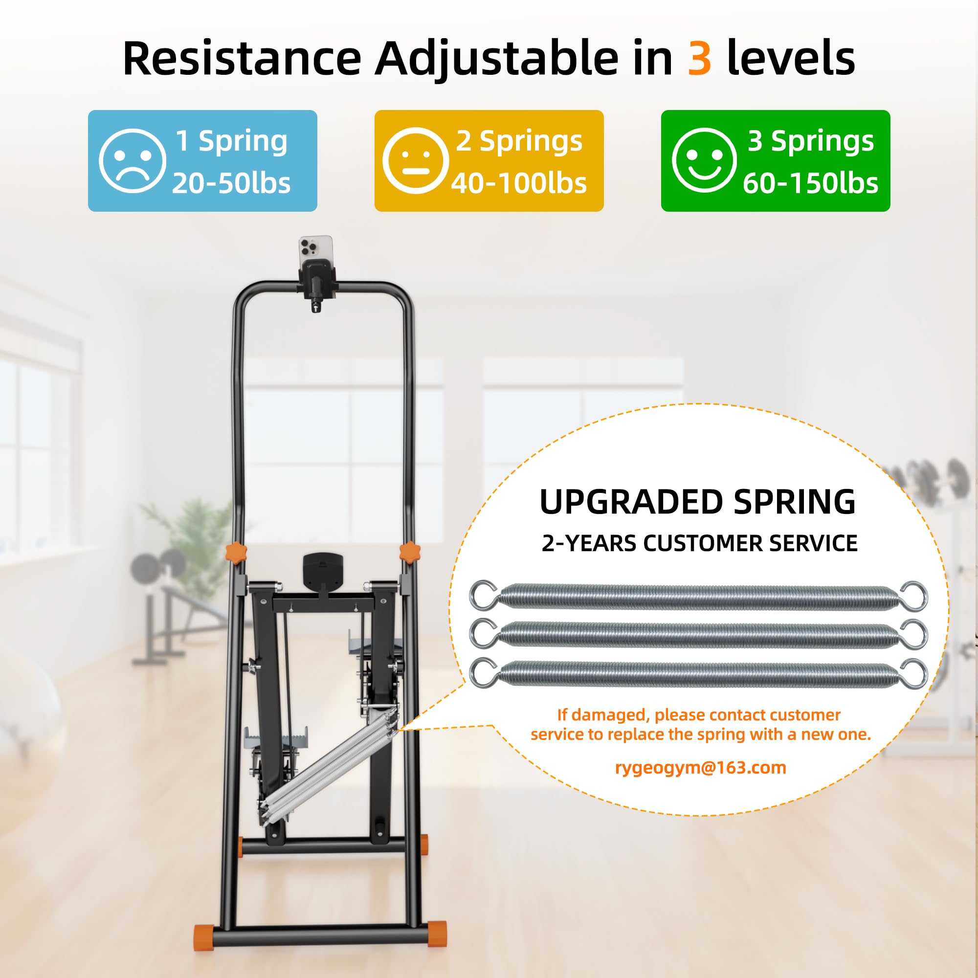 RYGEO Stepper für Zuhause 3-stufiger Widerstand, Faltbarer Cardio Climber für Ausdauertraining und Ganzkörpertraining, mit verstellbaren Lenkern für Home-Büro-Fitness