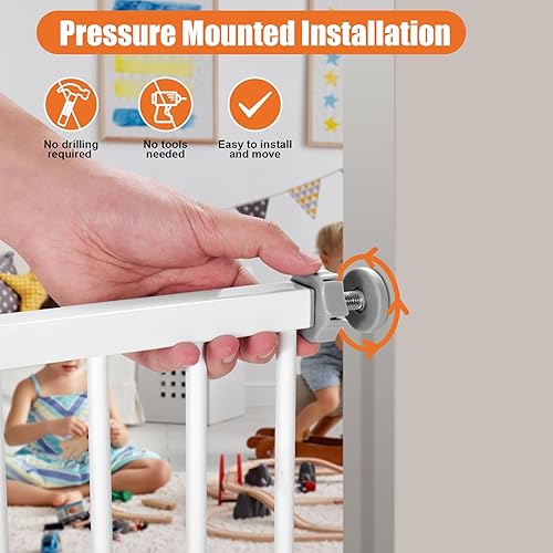 Miniatura 3 de keny Puerta extra ancha para bebés de 29 a 47.3 pulgadas para escaleras, puerta de seguridad para perros de cierre automático, puerta de mascotas