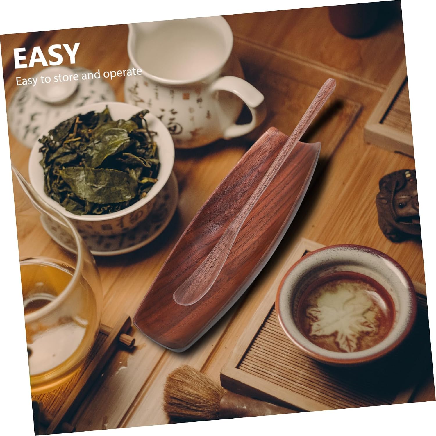 Hemoton 1set Walnut Handmade Kung Fu Tea Ceremony Tools Practical Tea Scoop Shovel for Home Teaware for and Gatherings