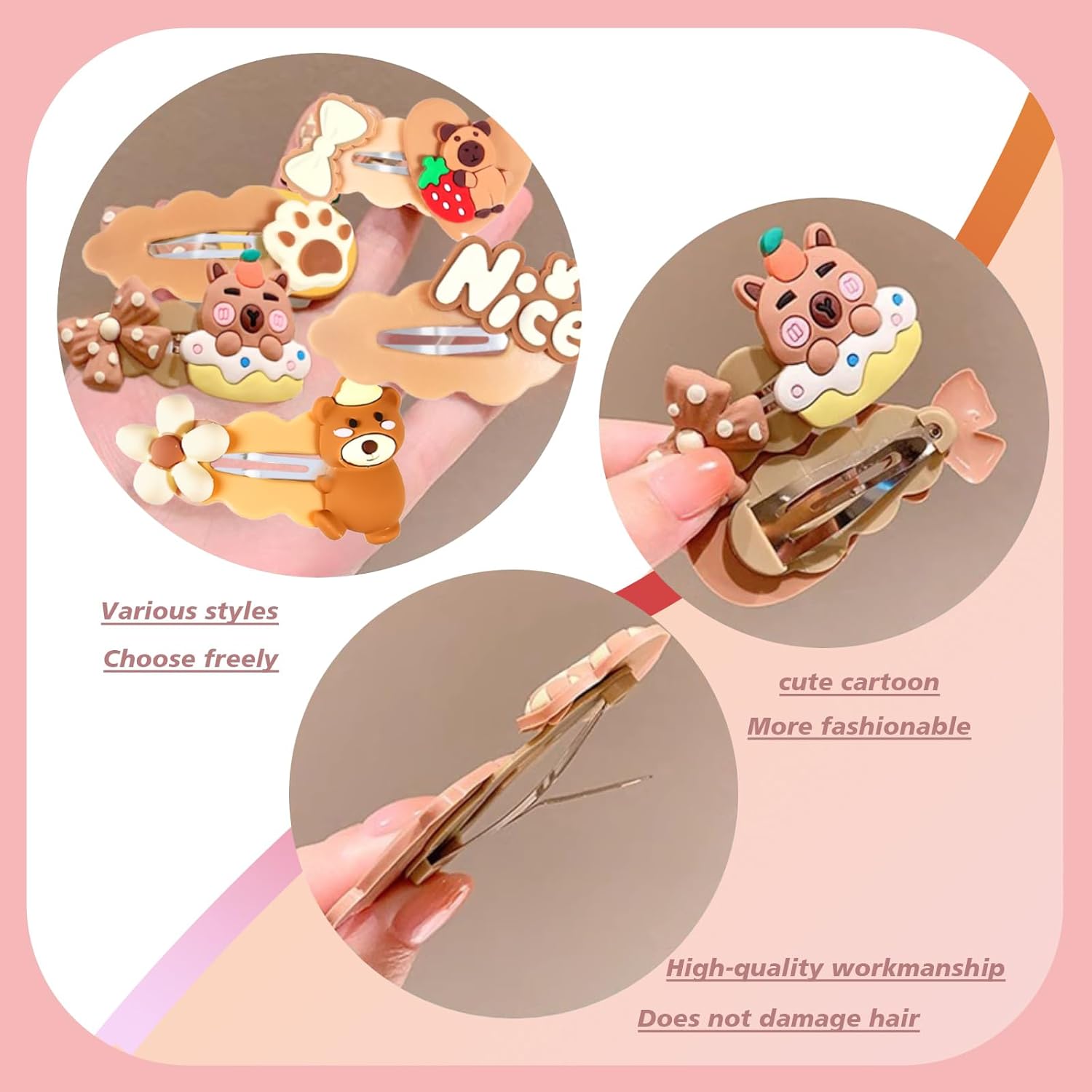 Capybara Hair Accessories Gift Set Includes Hair Clips,Hair Bow,Hair Ties,perfect for Birthdays Christmas,Parties,Sleepovers & Makeovers,Capybara Gifts for Women - Image 3