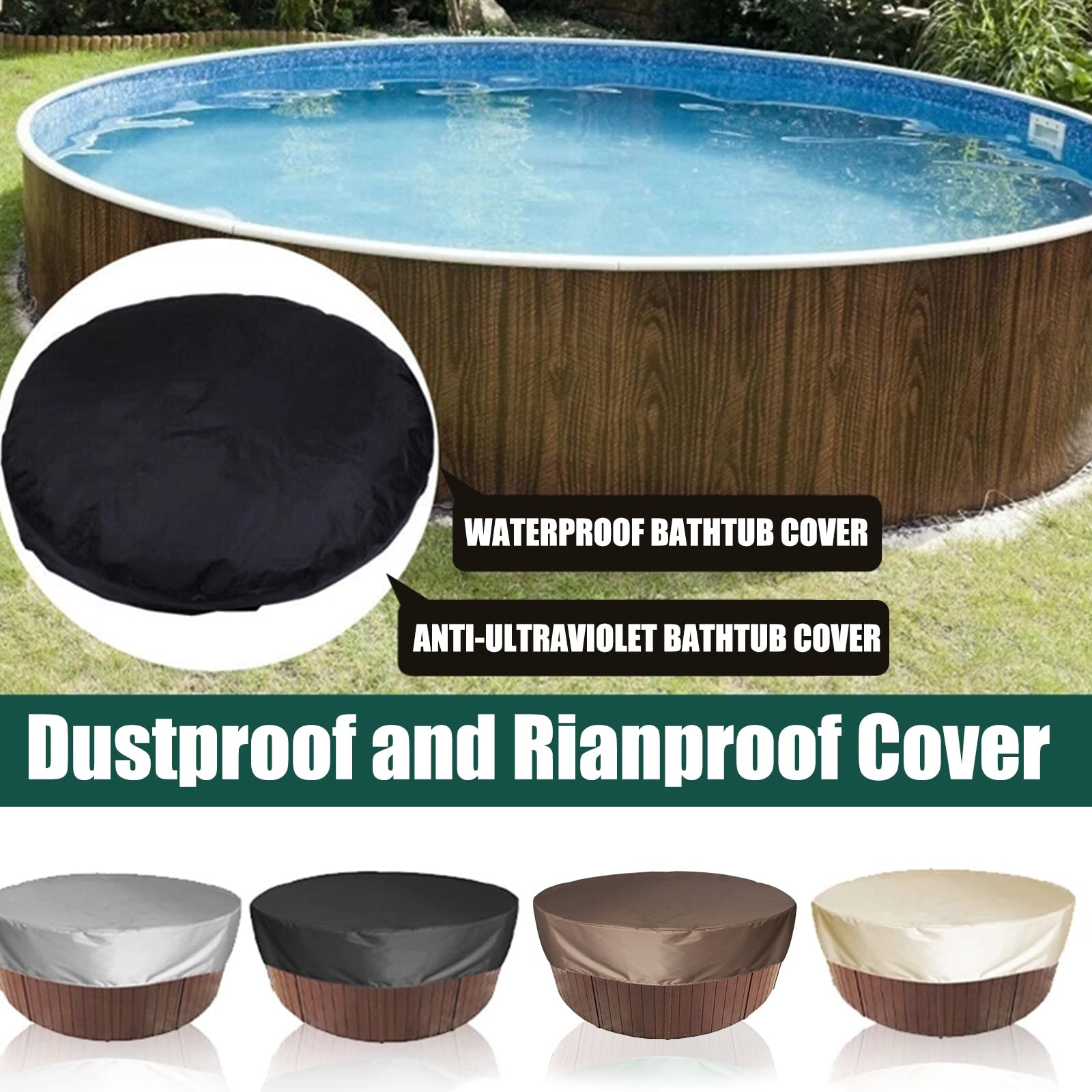 Lay-Z-Spa Large Round Thermal Hot Tub Cover 196cm x 71cm|Up to 40% more energy efficient, water repellent and UV resistant, universal fit, BW60318, Grey