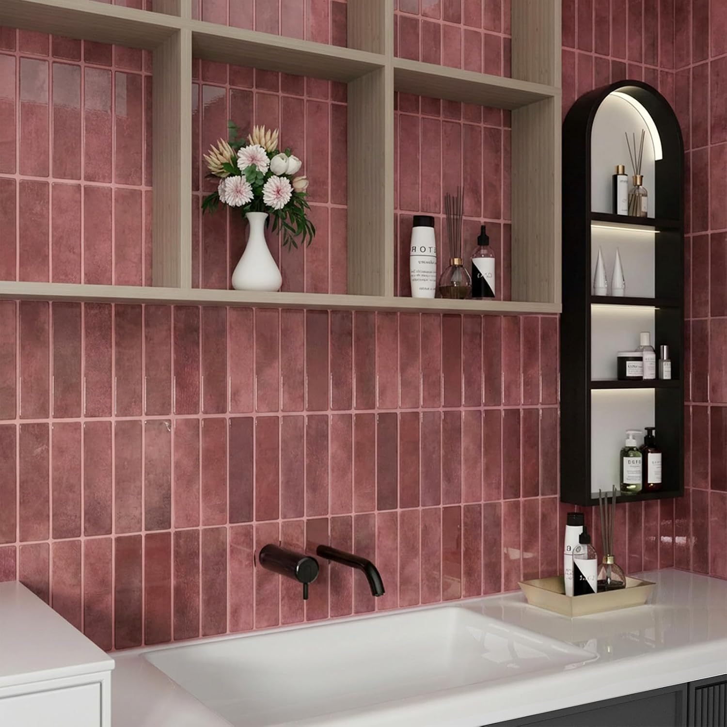 Peel and Stick Backsplash 10-Sheets of 11.42'' x 9'' Self-Adhesive 3D Wall Tile for Kitchen, Bathroom