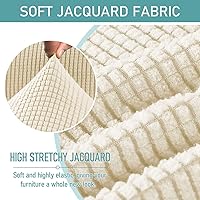 Vista 4 de CAMZ Funda otomana de almacenamiento elástica de 2 piezas, funda otomana rectangular con tapa de almacenamiento, funda para reposapiés, banco, Beige