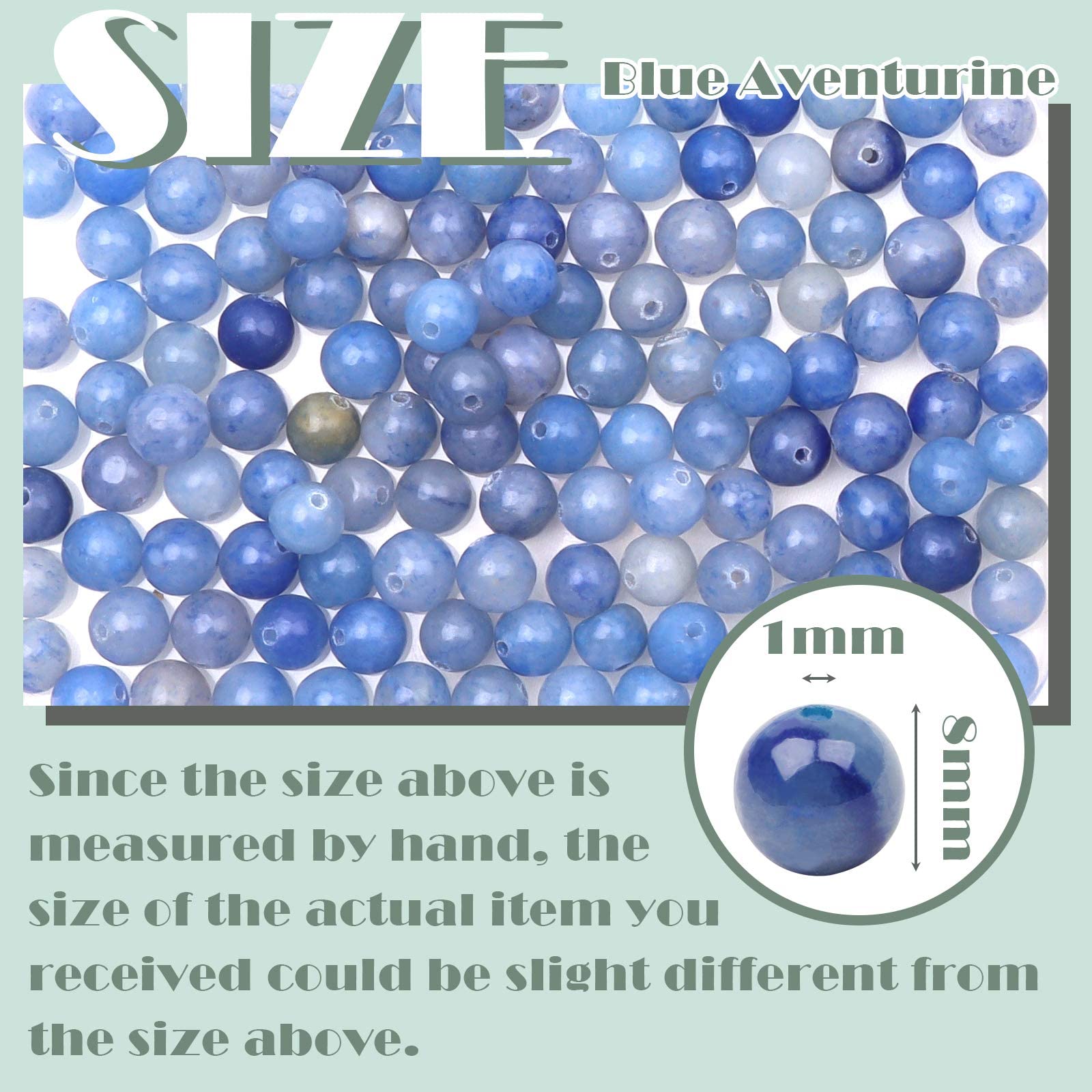 8mm Round Blue Aventurine Gemstone Beads - Image 2