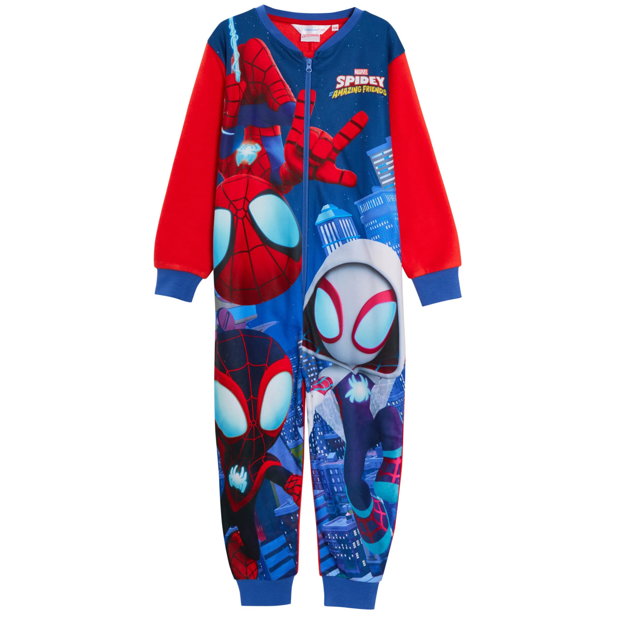 Marvel Spidey und Seine Niesamowite Freunde Fleece Kombinezon dziecięcy Piżama z zamkiem błyskawicznym Loungewear