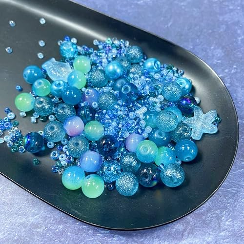 Miniatura 10 de Cuentas de resina de vidrio surtidas cuentas de mijo de grava agrietada varios tamaños colores cuentas espaciadoras lisas para pulseras collares