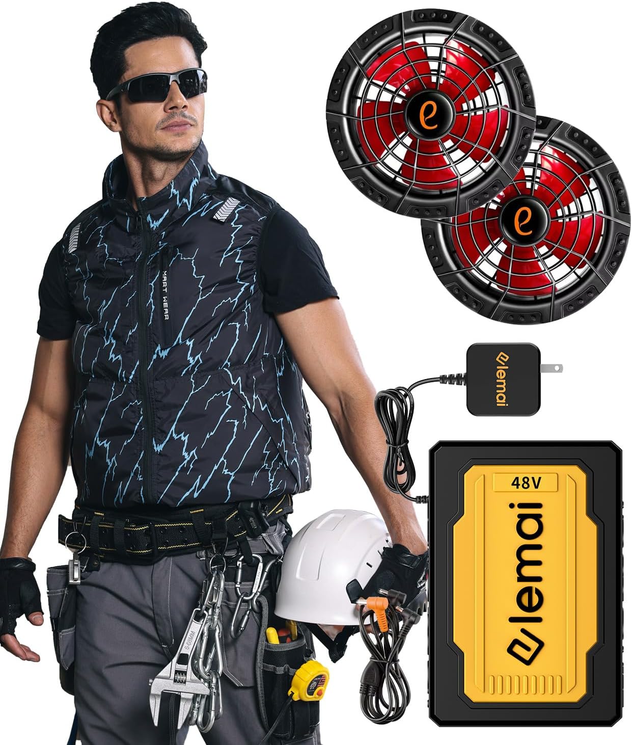 elemai] 2025年 ファン付きチタンベスト 48V超高出力 ファンバッテリー