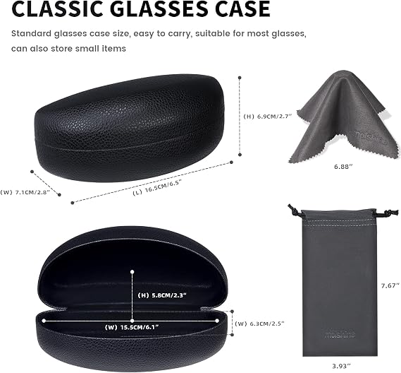 molshine Hard Shell Sunglasses Case,PU Leather Classic Large Glasses Case for Women Men Lady