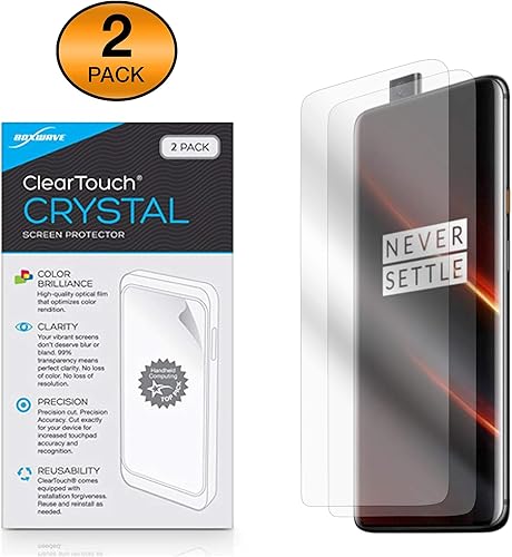 BoxWave Protector de pantalla compatible con OnePlus 7T Pro McLaren Edition – ClearTouch Crystal (paquete de 2), película HD – Protege de arañazos