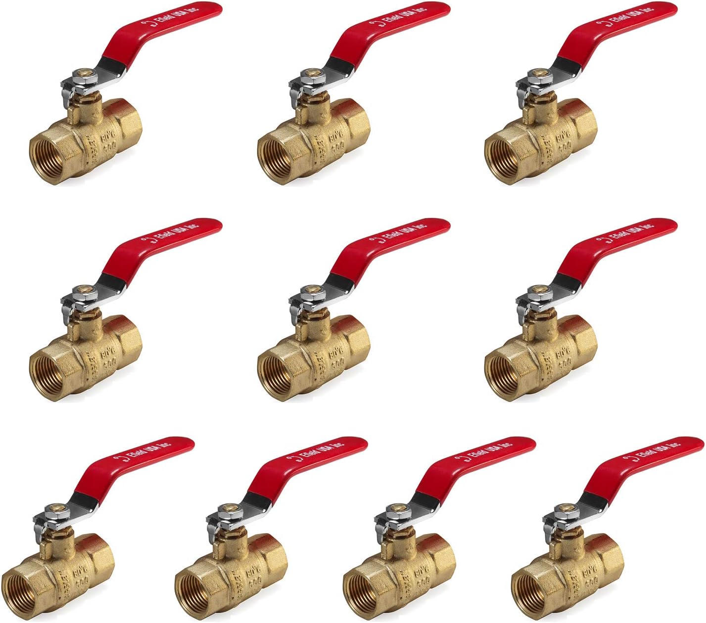 (Pack of 10) EFIED 1/2 Inch 600 WOG FNPT Heavy Duty Full Port Brass Ball Valve FIP Threaded,(VALVE034-10PCS)