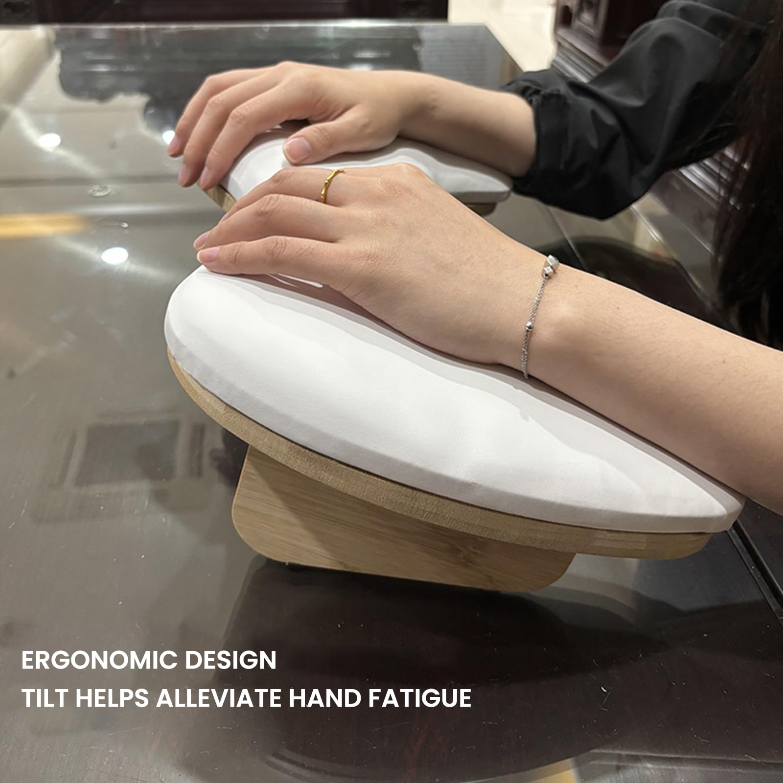 Handauflage Nagelstudio U-Form, Handgelenkauflage für Maniküre, Wrist Rest Armauflage Nägel für Nageltechniker, Handkissen Nagelstudio Handstütze für Maniküre-Tisch (Weiß)