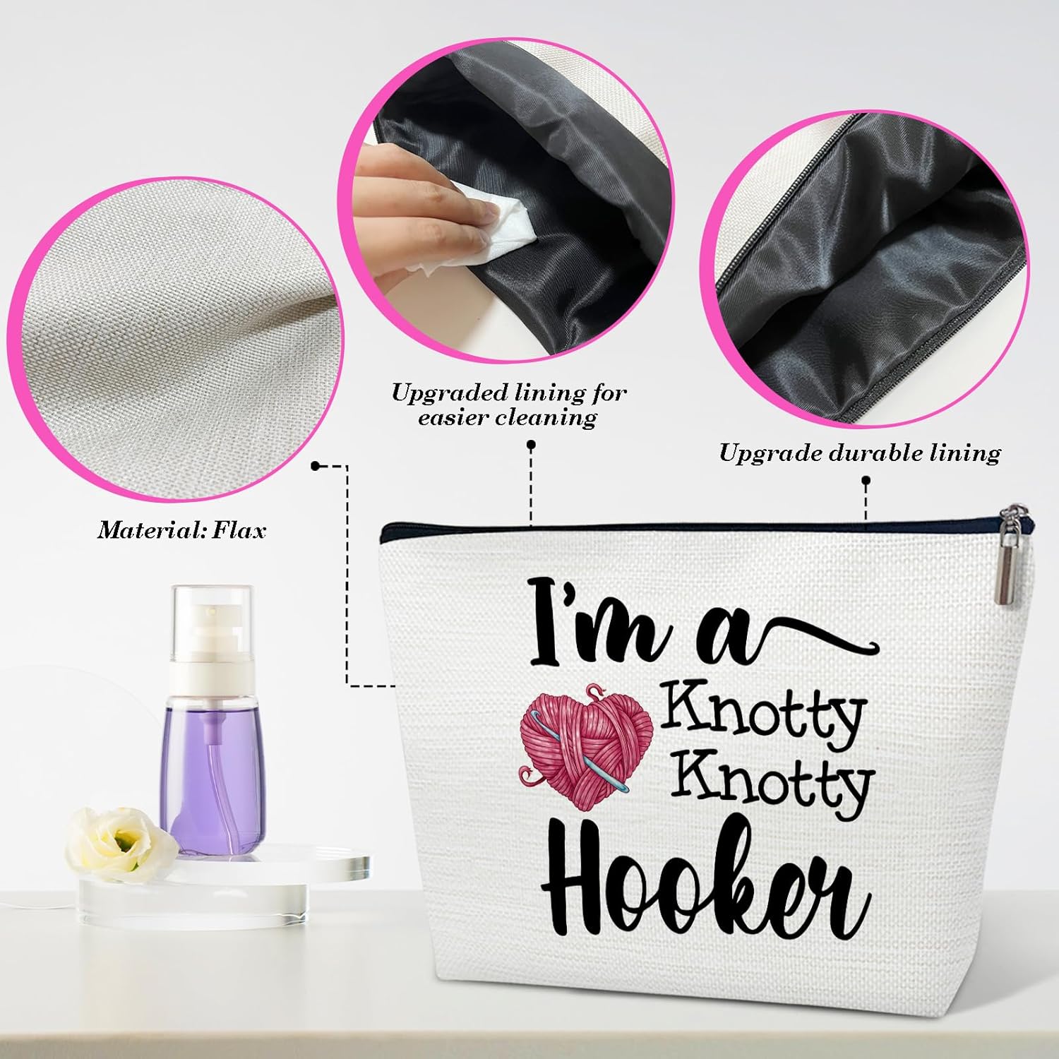 Gifts for Crochet lovers, Knitting Bags for Crocheting, I'm A Knotty Knotty Hooker, Gifts for Knitting Accessories Yarn Bag - Image 3