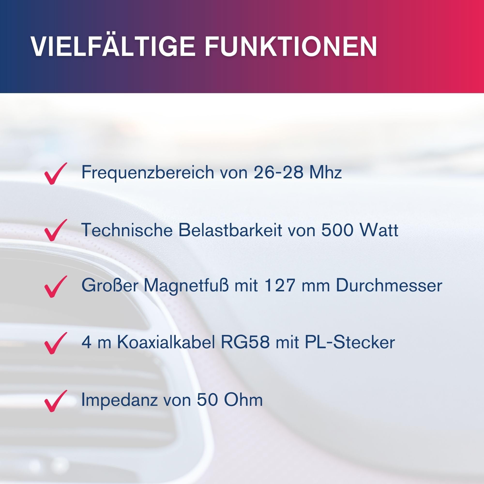 Albrecht S75 CB-Funk Antenne, Mobil-Antenne mit Magnetfuß 127 mm, 76 cm Gesamt-Länge, Komplett-Set inkl. 4 m Kabel & PL-Stecker, neigbar, aus Edelstahl