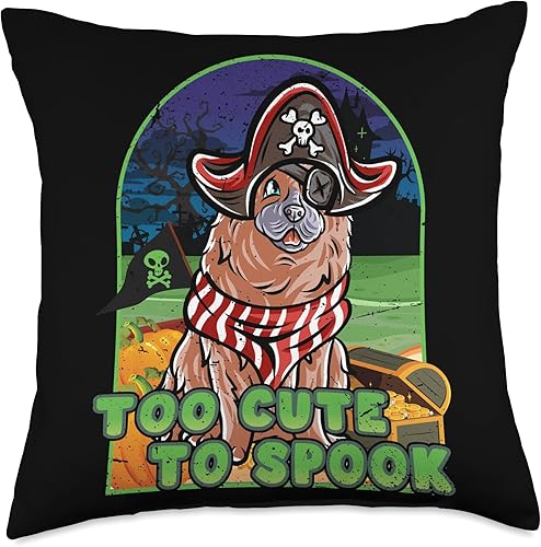 BCC Chow Chow Shirts & Asian Dog Lover Gifts Chow Happy Halloween Costume Pirate Throw Pillow, 18x18, Multicolor