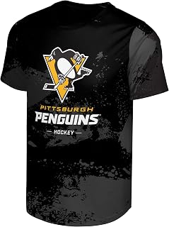 FOCO NHL Men's Official Primary Logo Wordmark Paint Stroke Polyester Performance T-Shirt