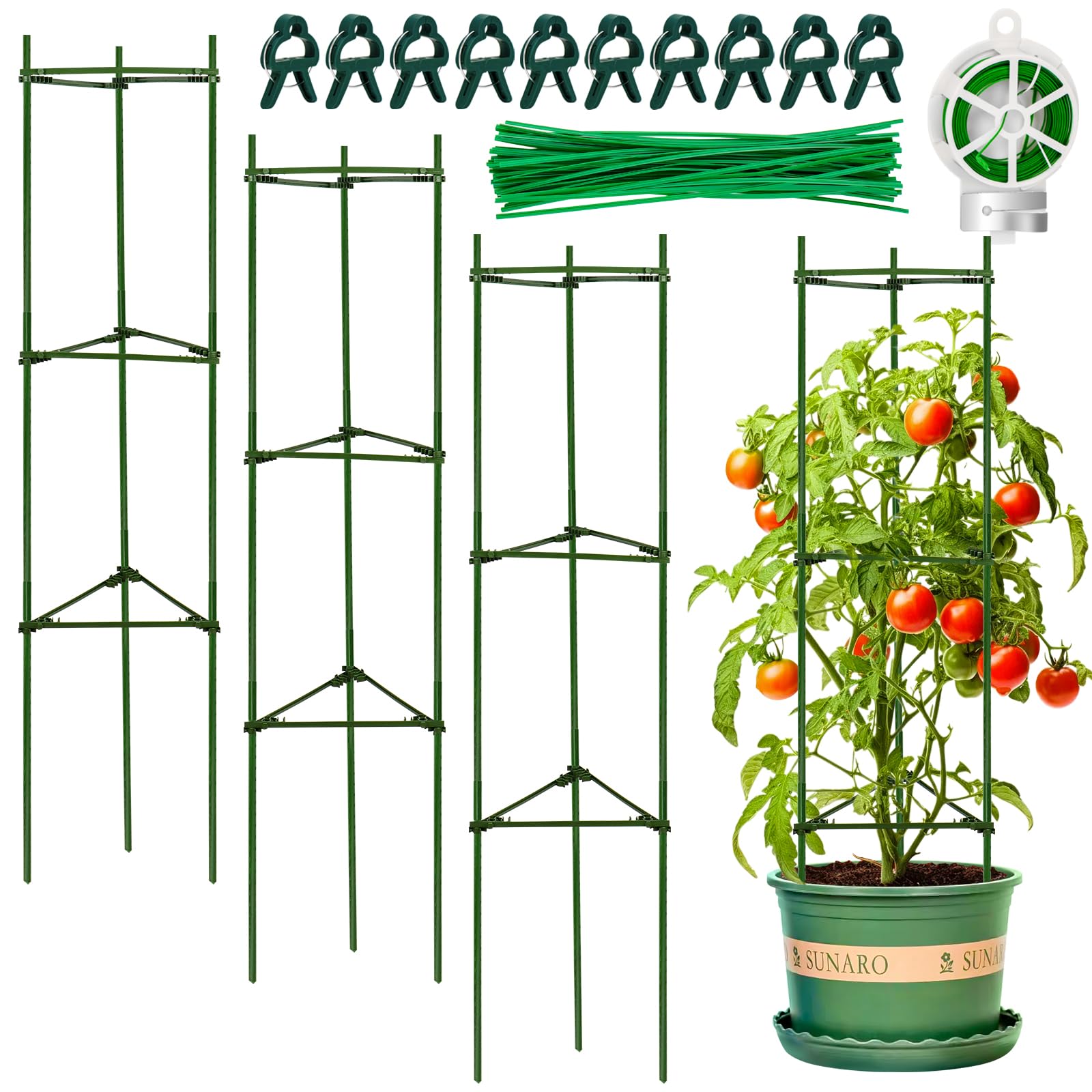 Système de treillis à tomates et tuteur pour plantes grimpantes de jardin