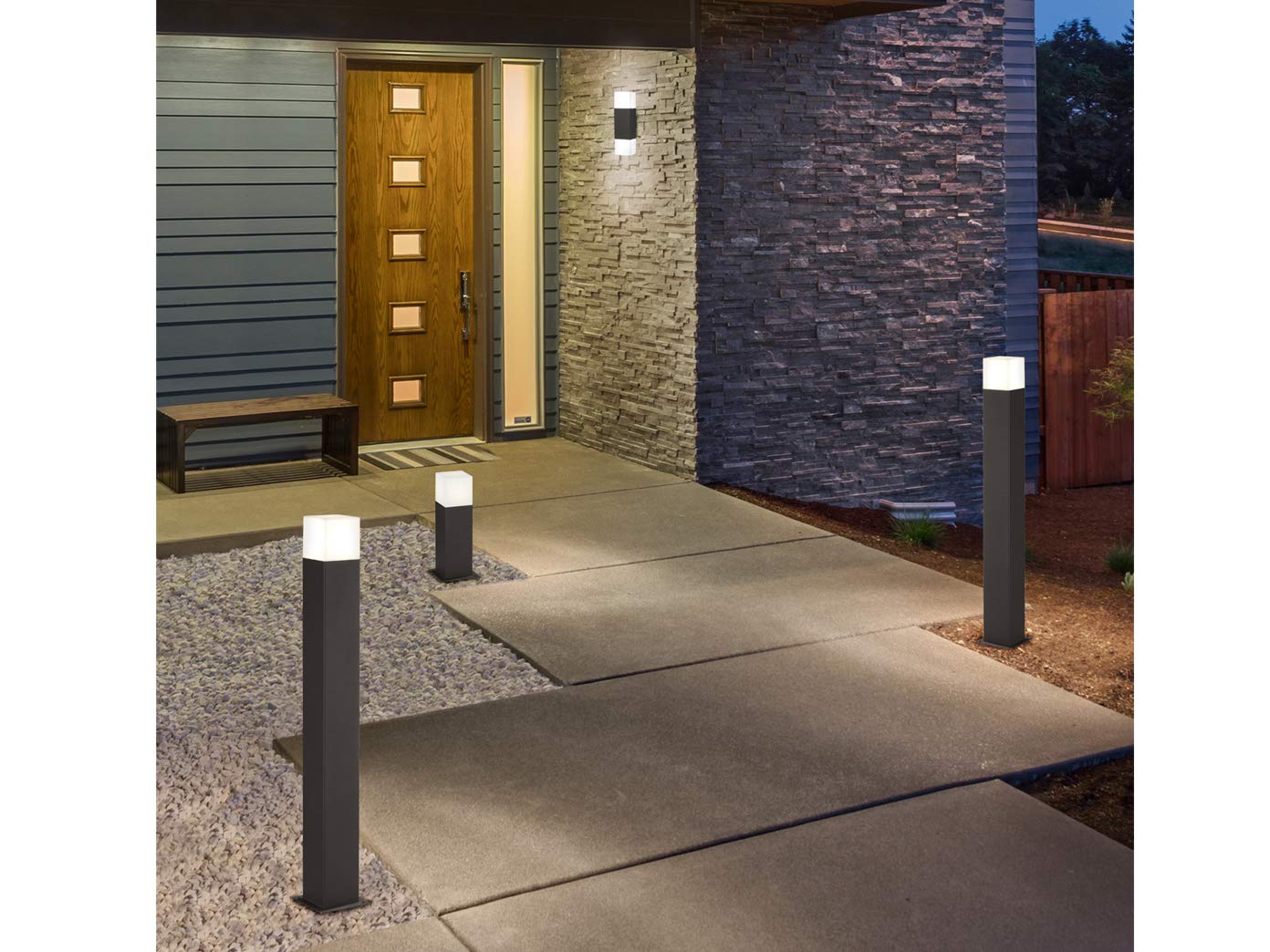 Lot de 2 lampadaires d'extérieur LED - Anthracite - Hauteur : 80 cm - Éclairage extérieur polyvalent pour la maison et le jardin