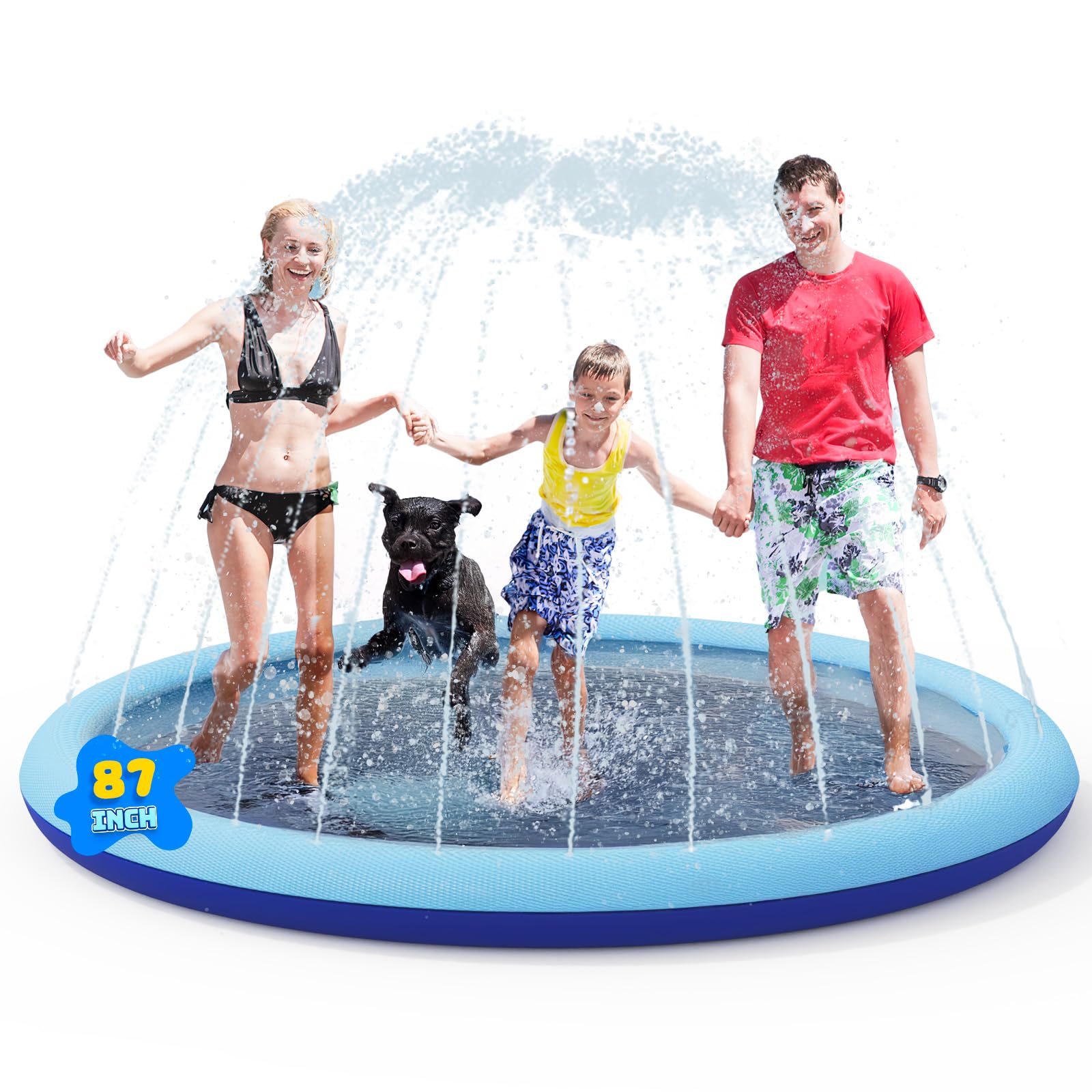 COMMOUDS Splash Pad for Kids and Dogs, Thickened Kiddie Sprinkler Pool