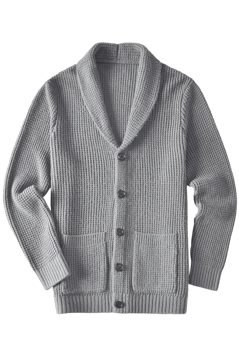 ZHILI Cardigan di Spessore Slim Fit Casual del Collo di Scialle degli Uomini