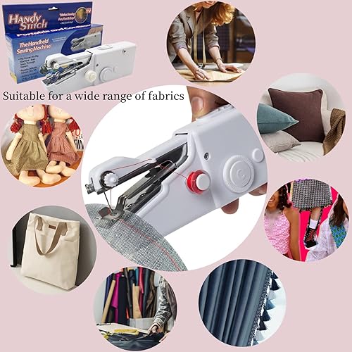 Miniatura 5 de Máquina de coser automática de mano Máquina de coser portátil Ideal para coser rápidamente viajes a casa, telas, ropa de bricolaje o telas para niños