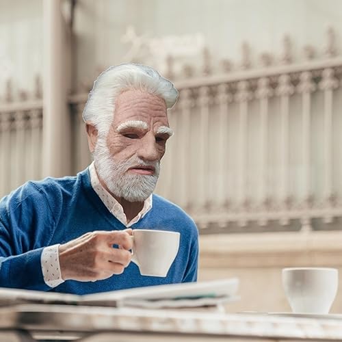 Miniatura 4 de ALXOY GHDLM - Máscara realista de anciano, máscara de látex de hombre calvo, máscara realista para fiesta de Halloween, fiesta de cosplay (Q)