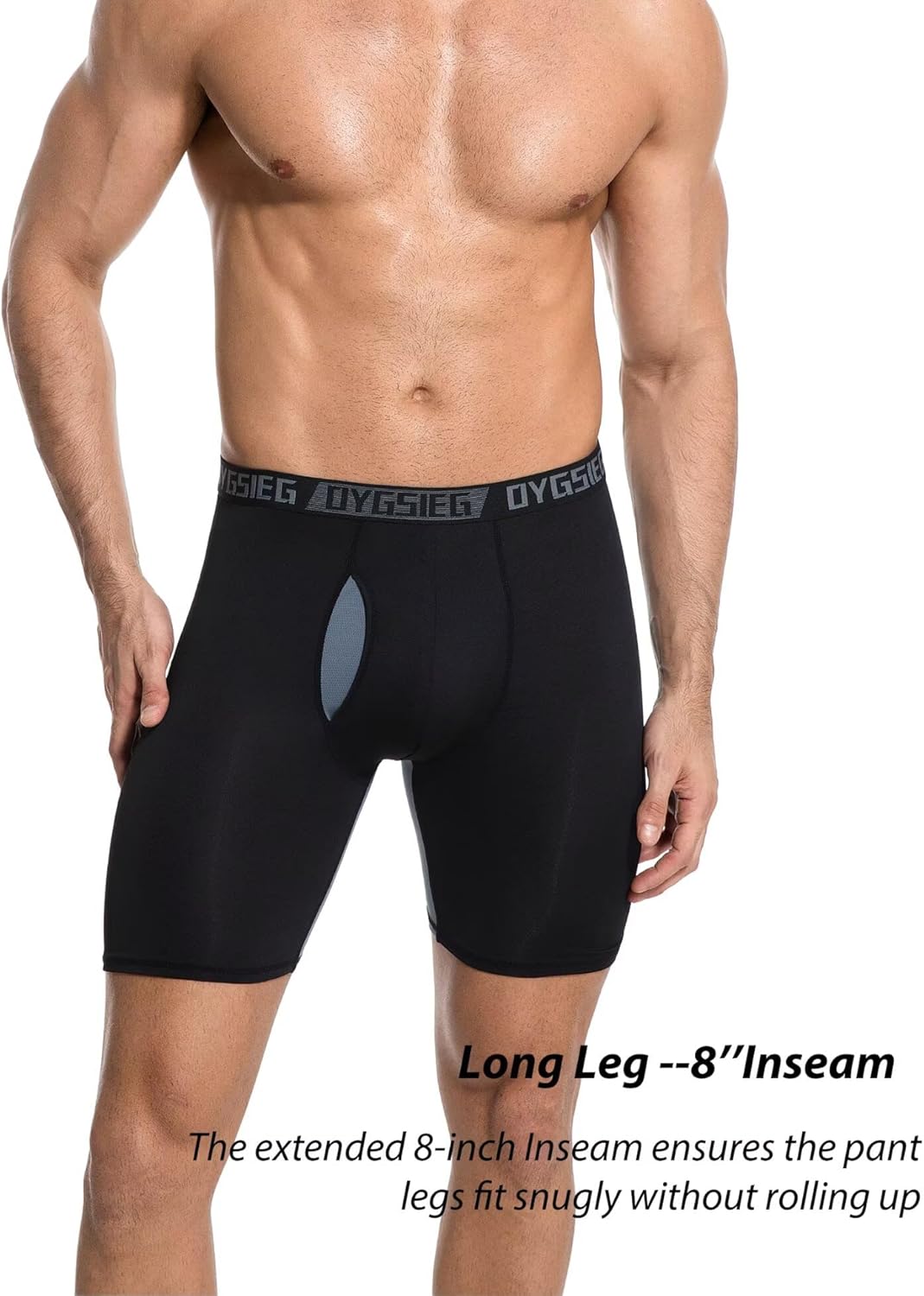 OYGSieg Men's Boxer Briefs,Fly with Built-in Total Support Pouch Moisture-Wicking Odor Control Cool Underwear for Men 5-Pack - Image 2