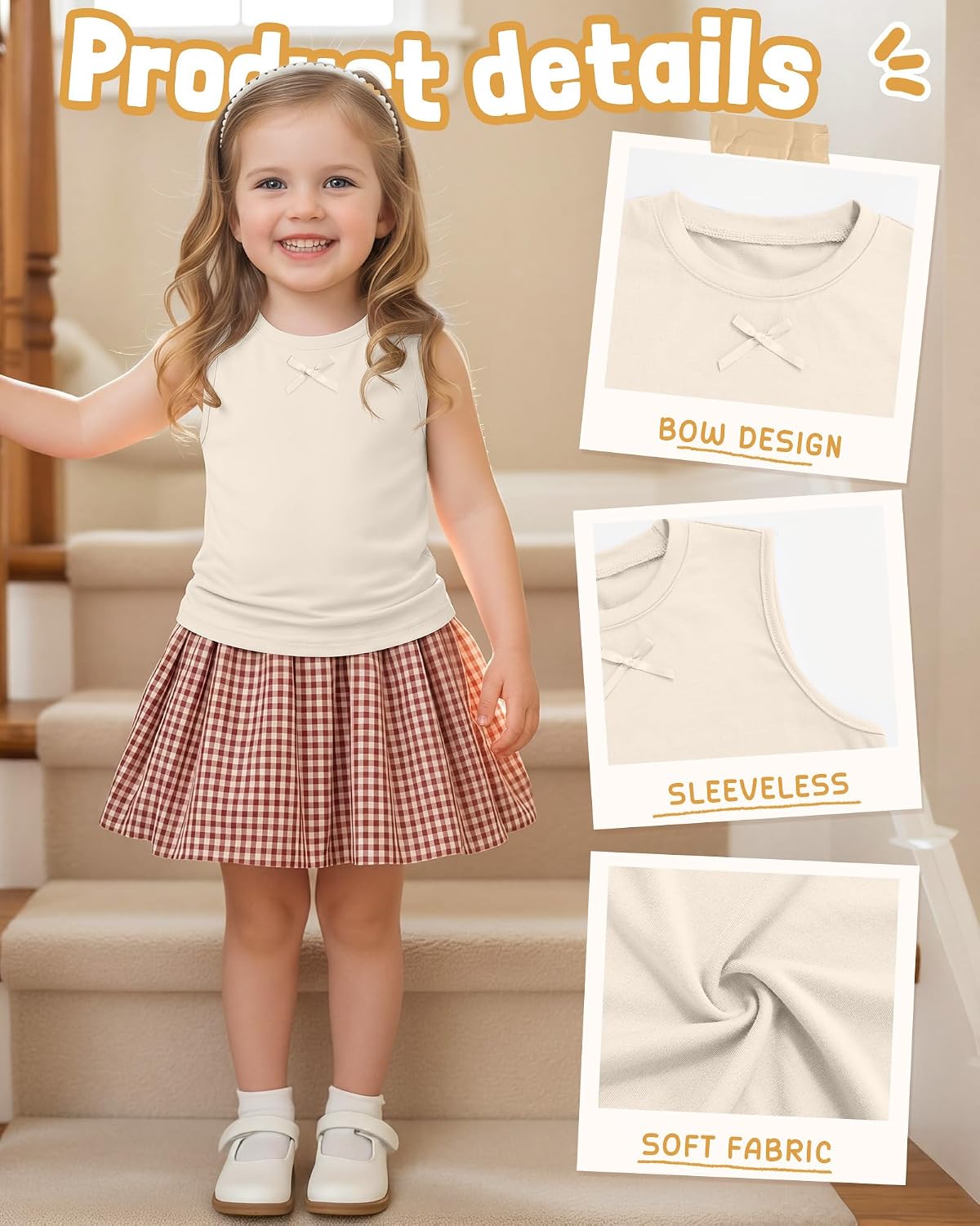 5 Pack Toddler Girls Tank Tops Baby Sleeveless Crew Neck Shirts with Bow Kids Summer Cute Basic Undershirts 18M-5T