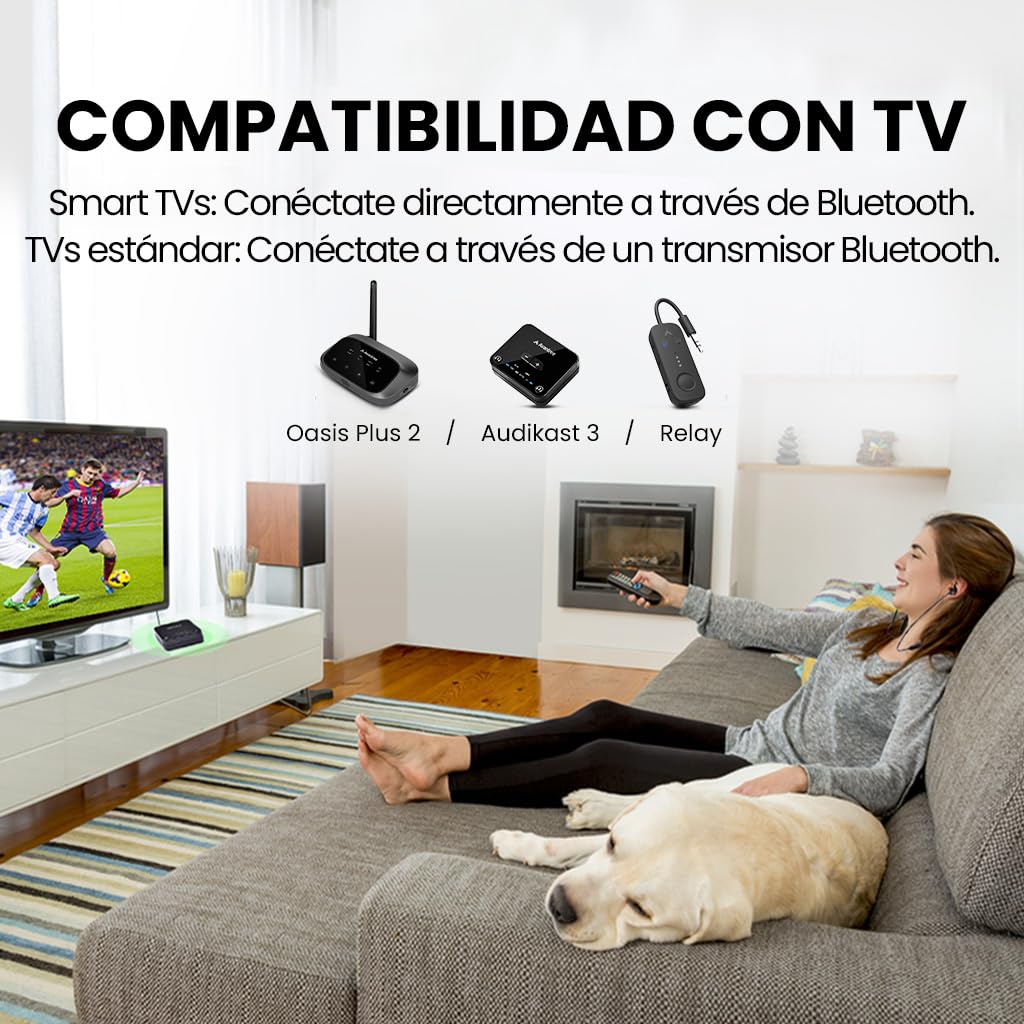 Avantree NB16-Q - Auriculares Bluetooth 5.2 In-Ear con Qualcomm aptX Adaptive, 20h de Autonomía, Cómodos y Seguros para Smartphones, Smart TVs y PC