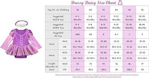 Miniatura 6 de Dressy Daisy Mameluco de princesa para disfraz de Halloween, cumpleaños, traje con diadema para bebé niña