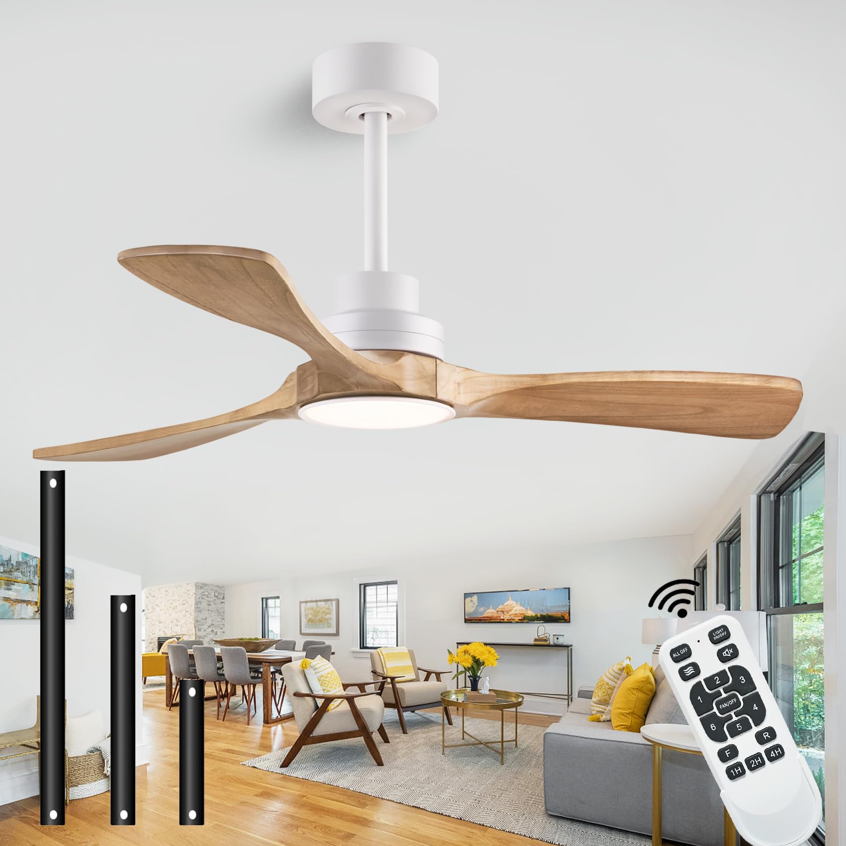 Quiet Ceiling Fan with Remote - Black/Walnut -16