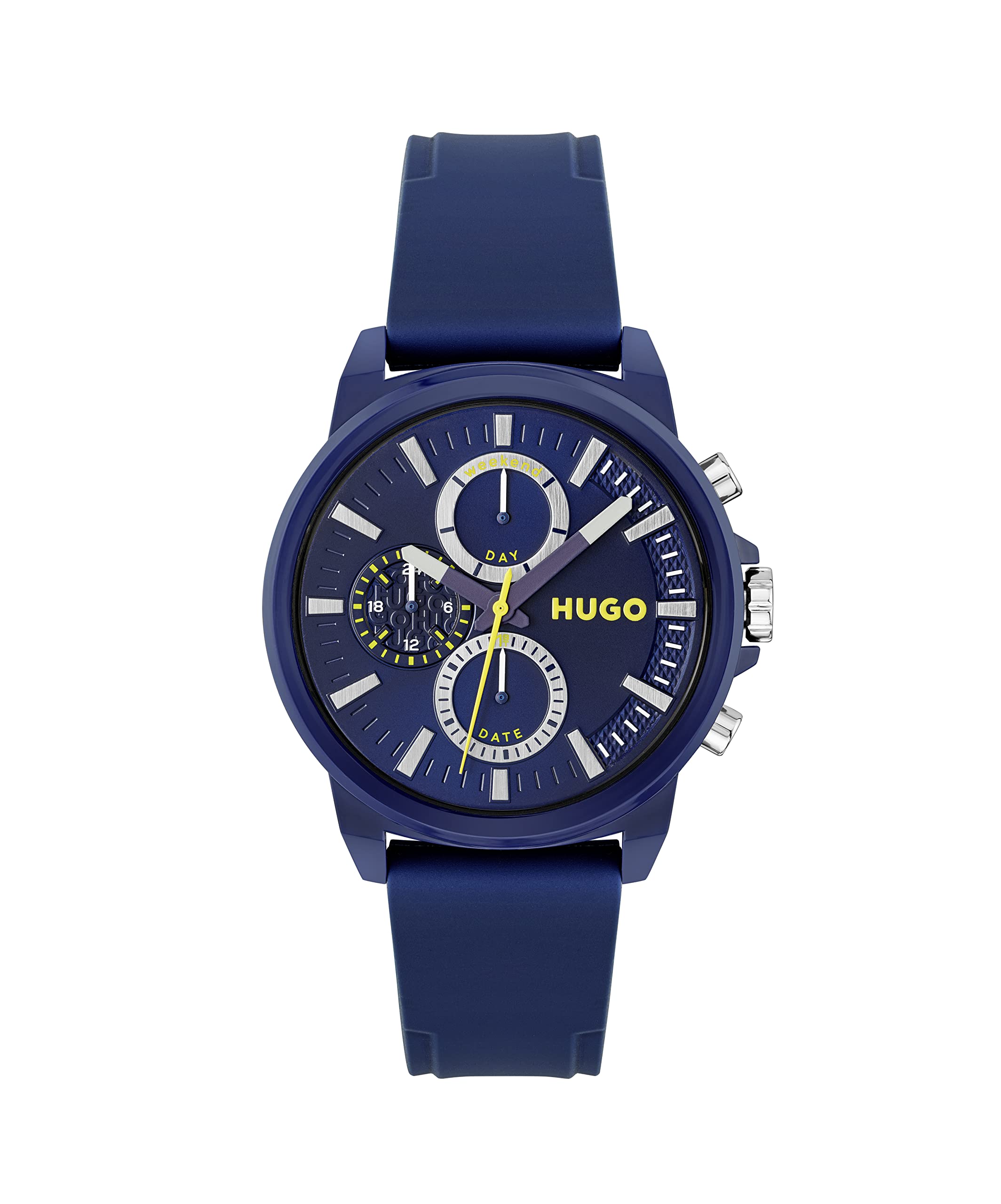 HUGO Men's #Relax Blue Ionic Plated Quartz Watch with Silicone Strap, 22 (Model: 1530257)