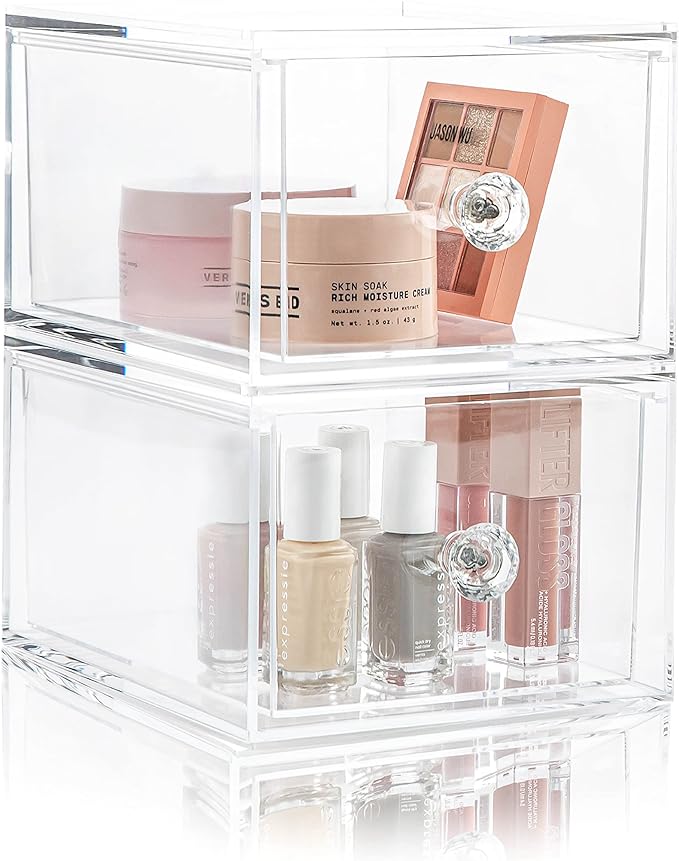 Clear Stackable Drawers for Makeup Organization