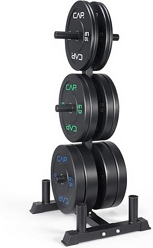 Miniatura 23 de CAP Barbell - Juego de discos olímpicos de goma de 2 pulgadas con soporte de 6 postes, 100-370 libras, múltiples opciones