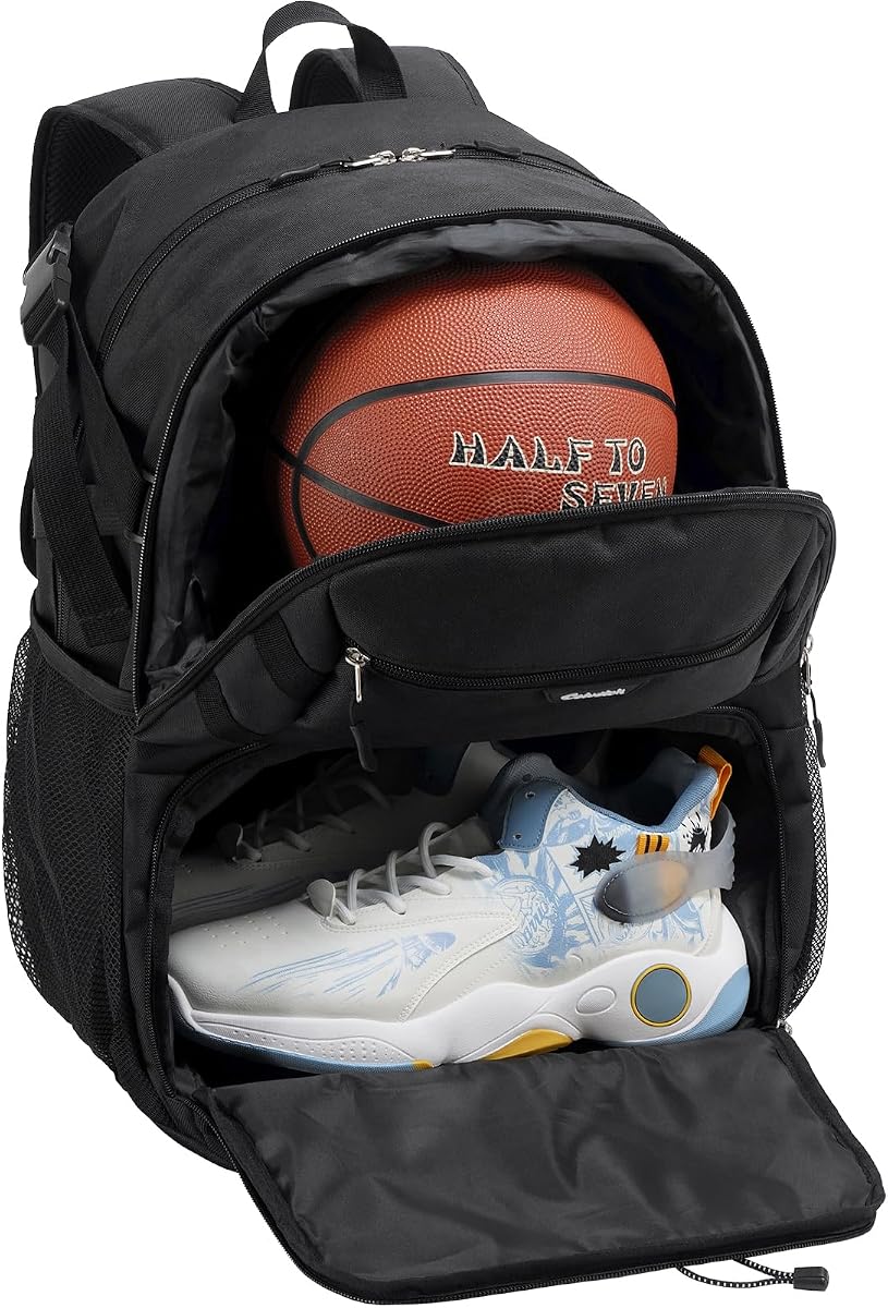 Large Basketball Backpack with Shoe Compartment | Basketball Bag with Ball Holder for Men Women, Gym Backpack fit Volleyball Football for Sports Travel Gym