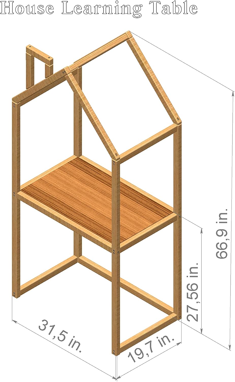 BUSY WOOD Wooden Kids Table for Study - Toddler Table - Montessori Furniture for Room - Kids School Desk - Toddler Play Desk for Art and School