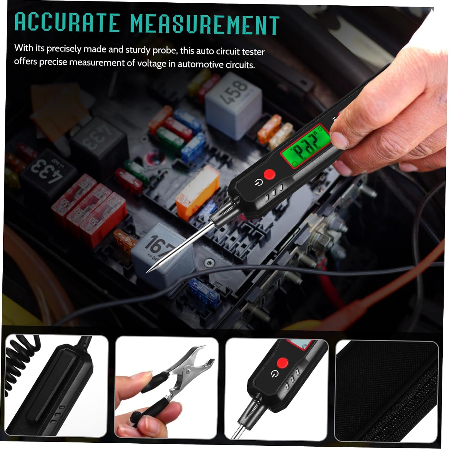 LIFKOME Automotive Circuit Tester Light Digital Voltage Tester with Abs Material Accurate Measurement Easy Operation for Efficient Car Diagnostics