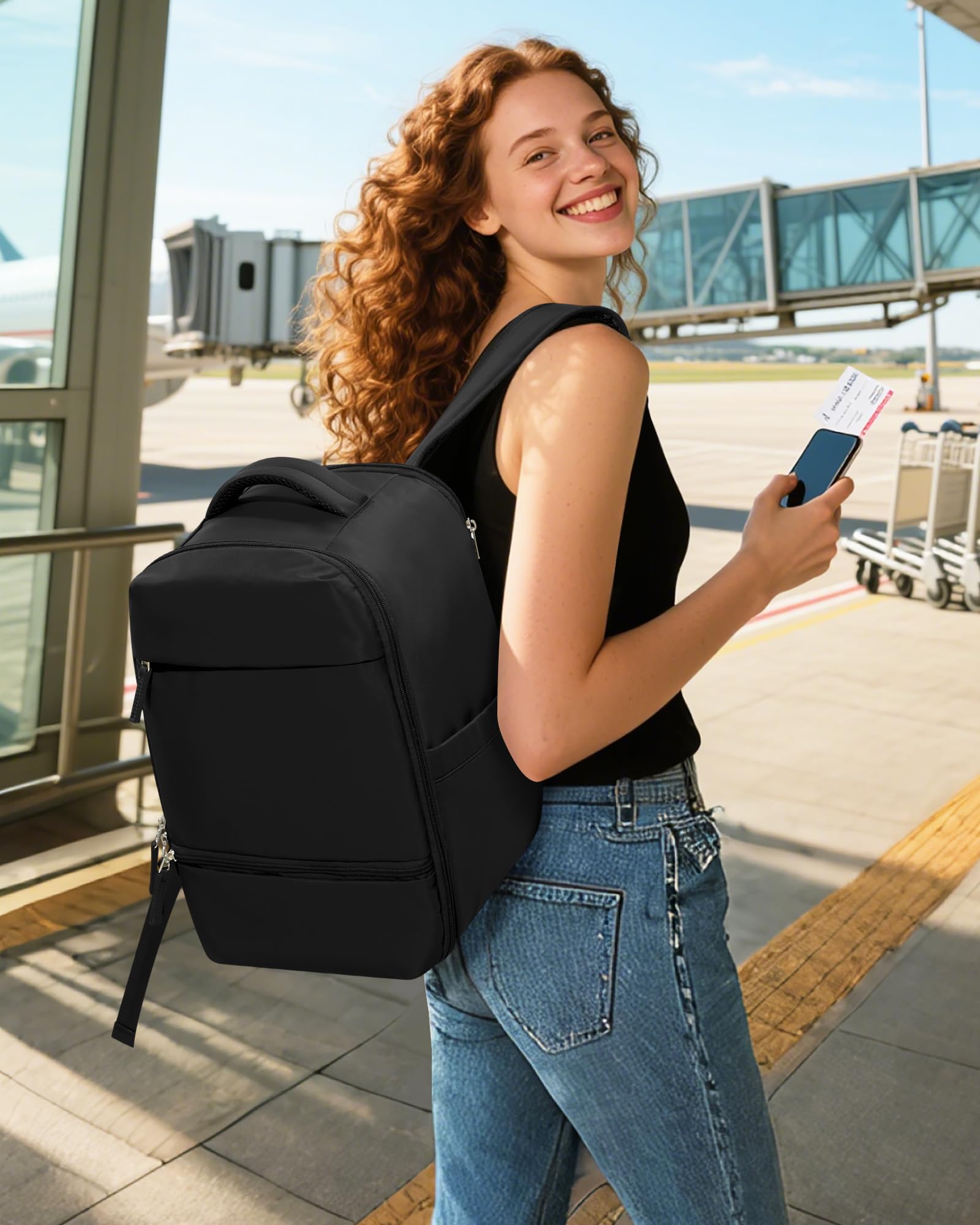SZLX Zaino Ryanair 40x30x20 Sottovuoto Zaino da Viaggio 40x20x25 Ryanair Wizzair Donna da escursionismo impermeabile Zaino Casual Laptop da 14 Pollici con porta di ricarica USB Scomparto per Scarpe