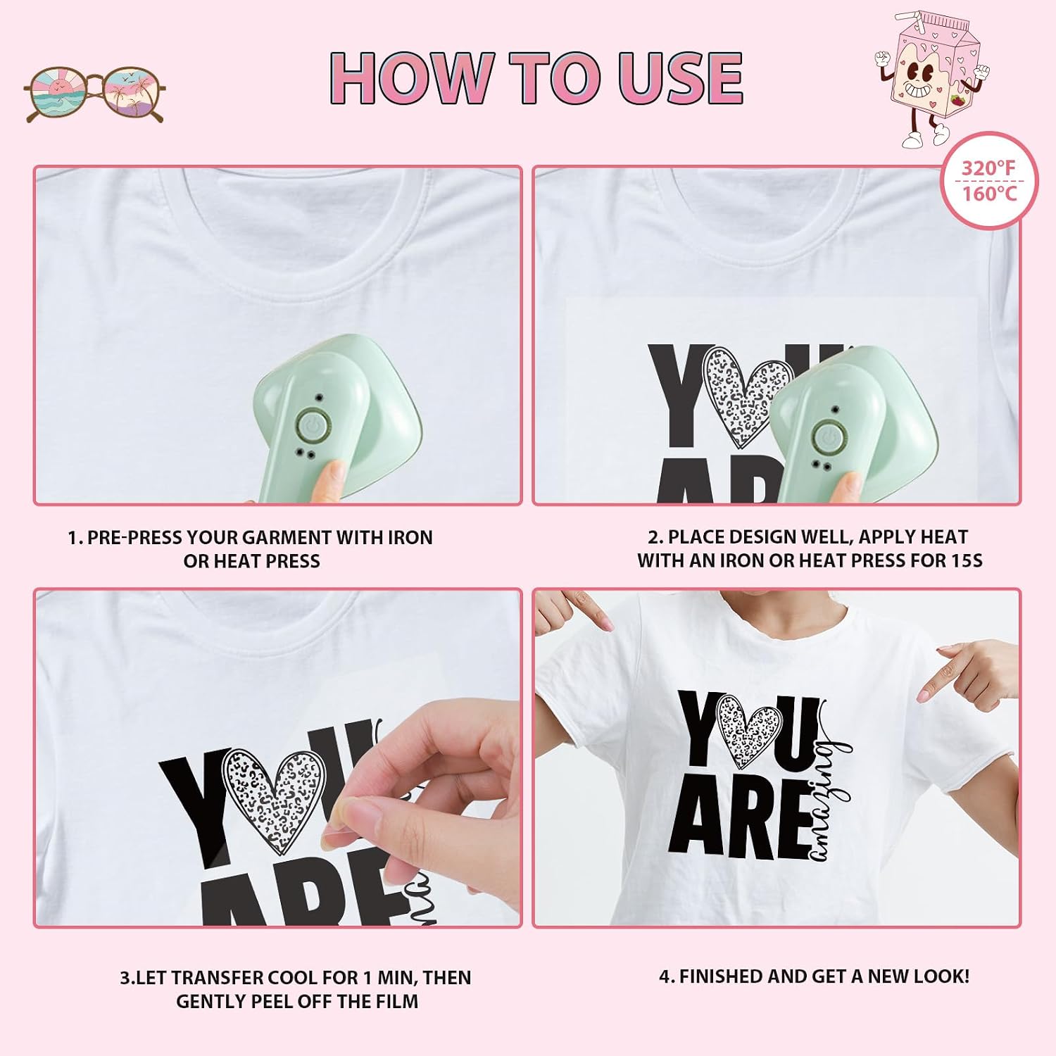 Dtf Transfers Ready to Press - 20Pcs Motivational Sleeve Designs Iron on Transfer, Positive Affirmation Iron on Decals Patches for T Shirts, Encouraging Heat Transfer for DIY Hoodies Clothes