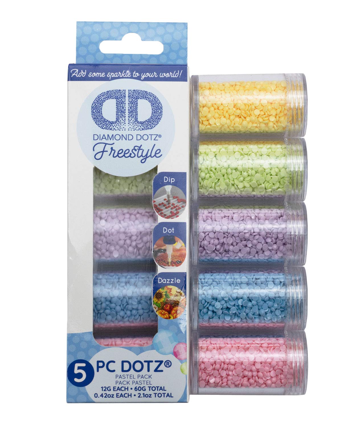 Diamond Dotz Dotz Sampler Pack Pastel - Freestyle Diamond Painting Beads, Diamond Art Beads, Replacement Drills, Loose Gems for DIY Crafts and Art Projects