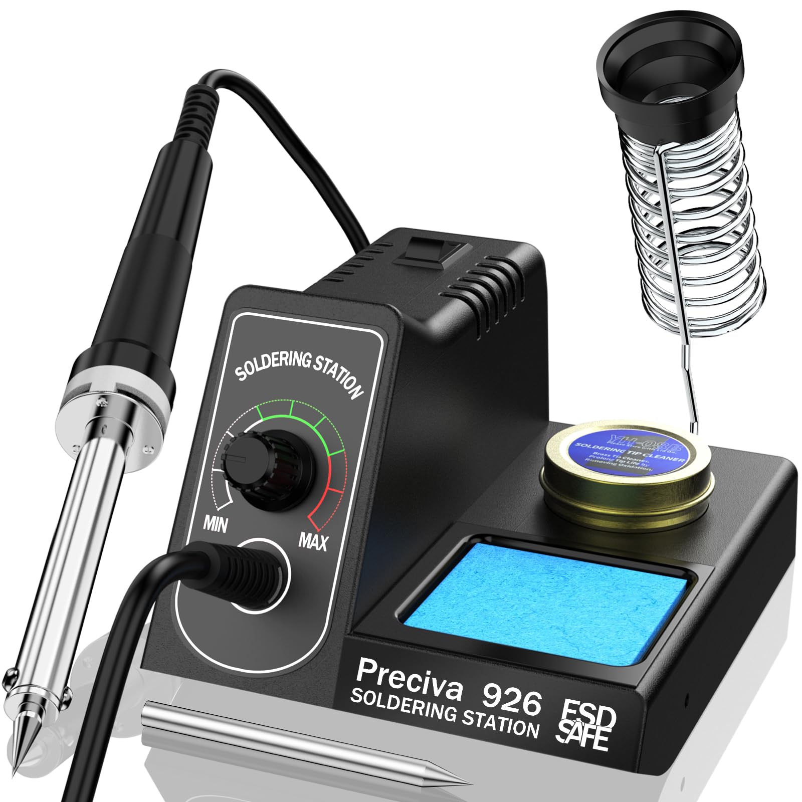 Preciva Soldering Station 60W with PID Temperature Control, 200-500°C Fast Heating Soldering Iron Kit for SMD/DIP Component Repair, Includes 2 Tips & Cleaning Tool