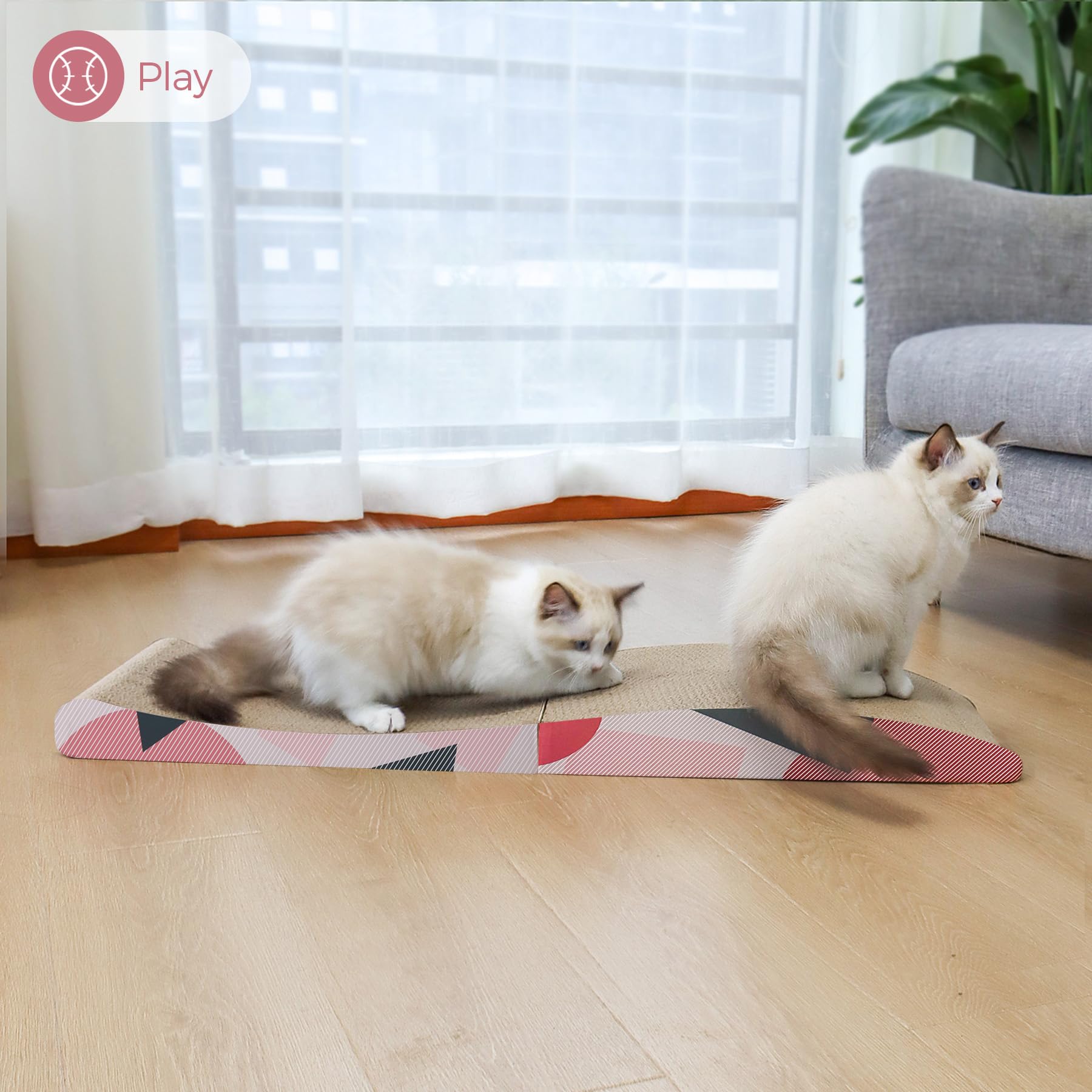 Comsaf Tappetini Tiragraffi per Gatti Grandi, 70cm Tampone Antigraffio Graffiatoio in Cartone per Gatto, Pannello Ondulato Gioco Collassabile, Supporto per Il Riposo, Collassabile