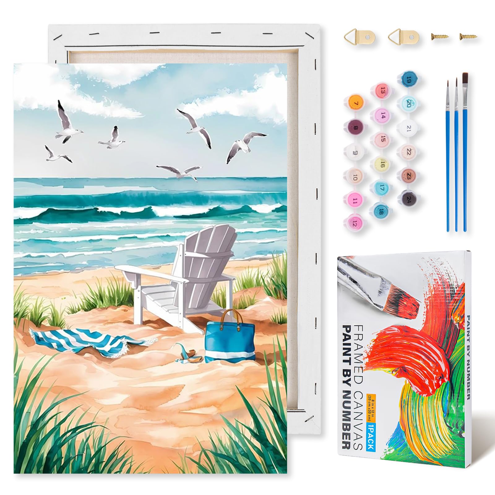 Kalonyth Beach Paint by Numbers for Adults with Frame Beginner 8x12 inch โ image 1
