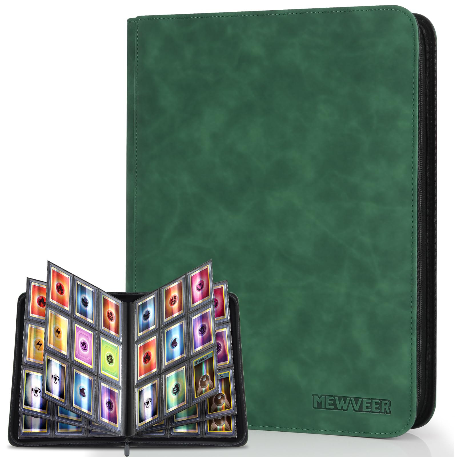 Raccoglitore Carte, Album Top Loader Card Binder Contiene 252 Top Loaders, 9 Tasche, Raccoglitori Carte Collezionabili per Carta YGO/MTG/TCG, Verde Scuro (Non per carte SENZA un Top Loader)